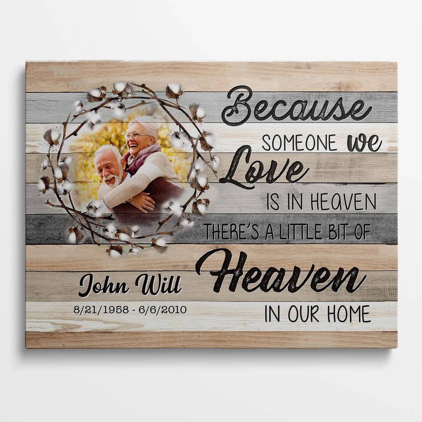 "Because Someone We Love Is In Heaven" Personalized Memorial Canvas / Poster - Custom Family Sympathy Keepsake Gift