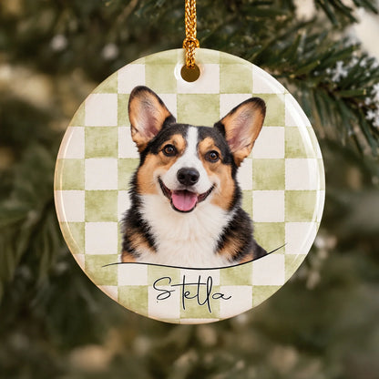 Custom Dog Photo Pattern Ceramic Ornament - Personalized Pet Keepsake Gift for Pet Lovers