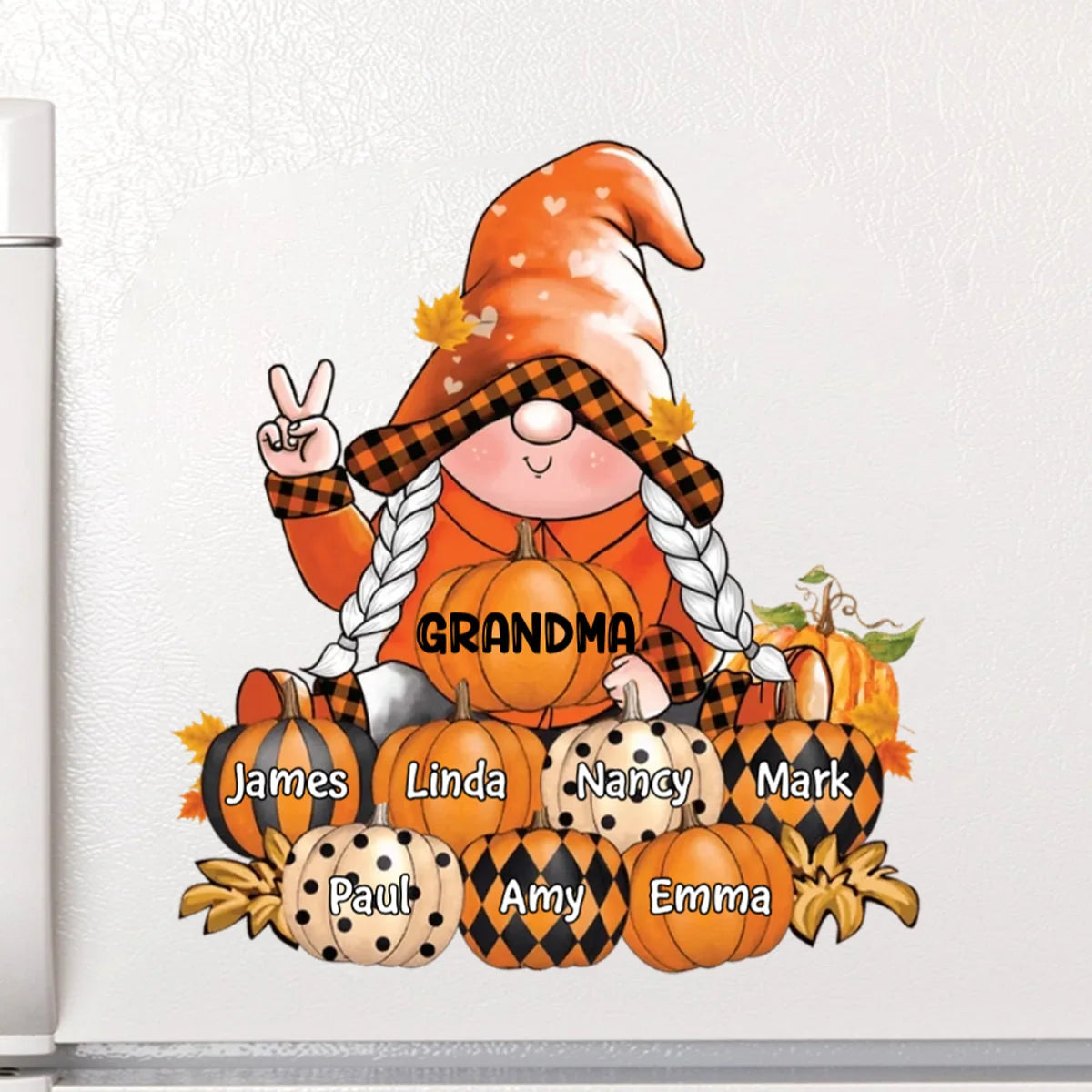 Nana's Pumpkins Personalized Fall Decal - Custom Grandkids Gnome Sticker for Grandma