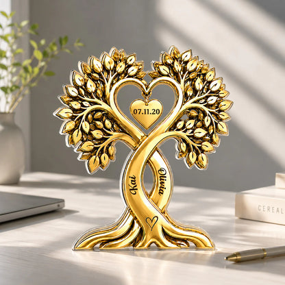 Plaque material and size view - Personalized Couples Tree Acrylic Plaque