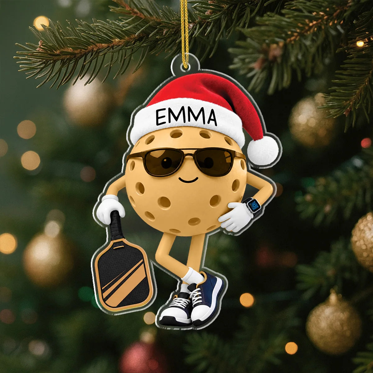 Cool Pickleball Santa Personalized Acrylic Ornament - Custom Christmas Holiday Gift for Players