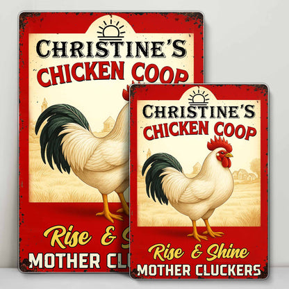 "Rise & Shine Mother Cluckers" Personalized Metal Sign - Chicken Coop Farmhouse Decor for Chicken