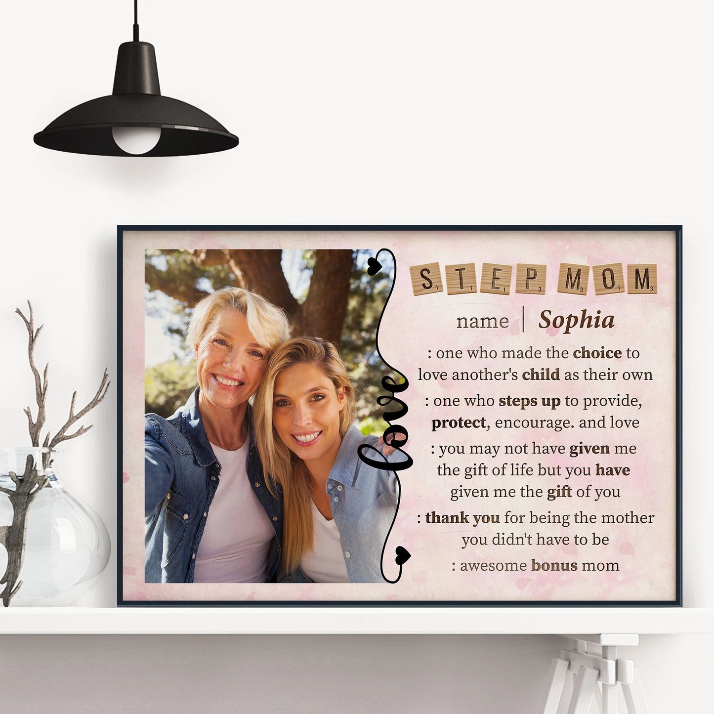 Awesome Bonus Mom Personalized Canvas / Poster - Custom Step Mom Photo Wall Art Keepsake Gift
