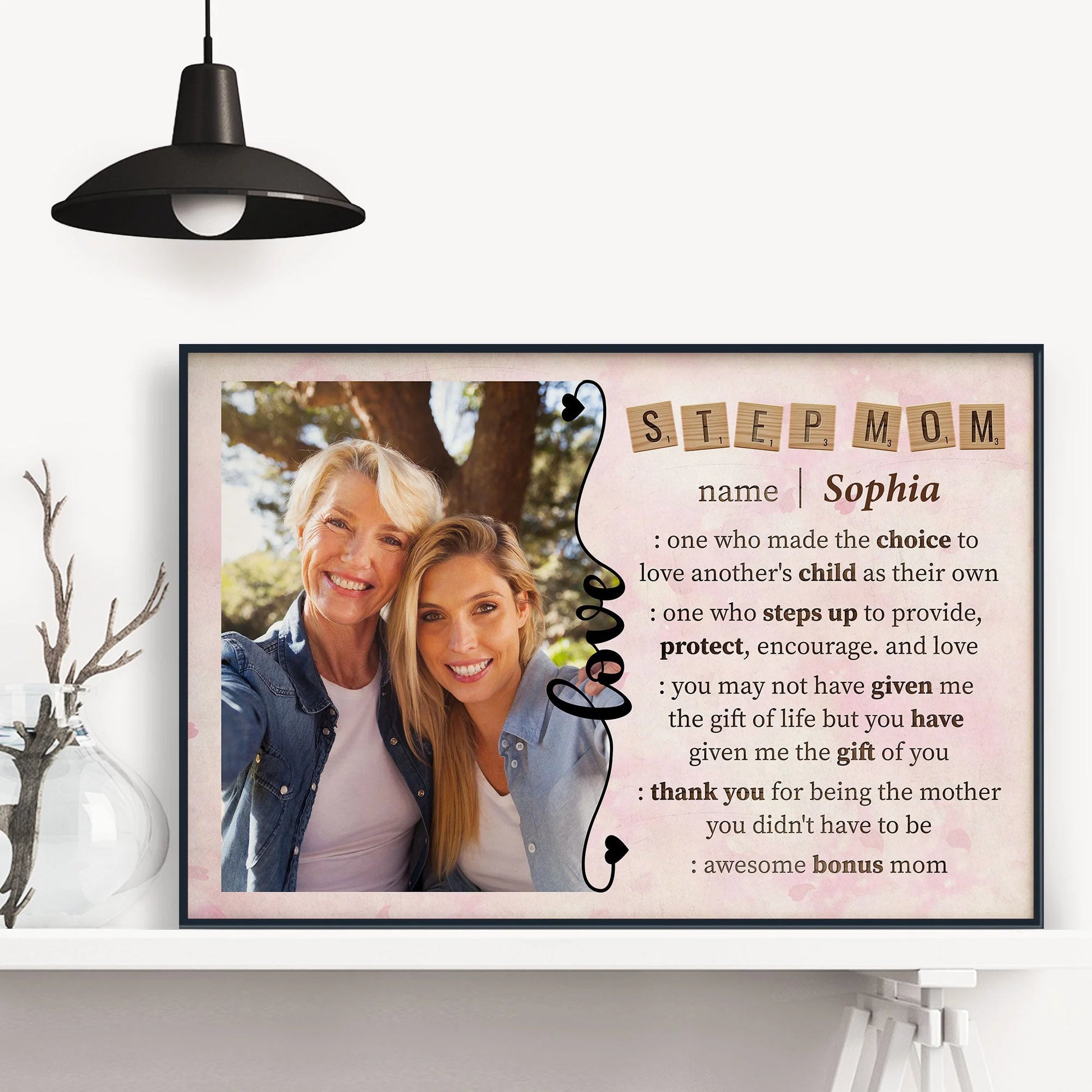 Awesome Bonus Mom Personalized Canvas / Poster - Custom Step Mom Photo Wall Art Keepsake Gift