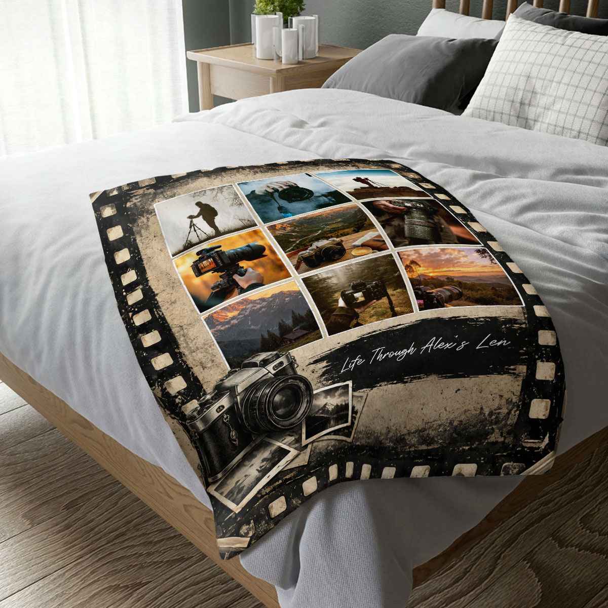 "Life Through Alex's Lens" Personalized Photographer Blanket – Custom Photography Picture Gift
