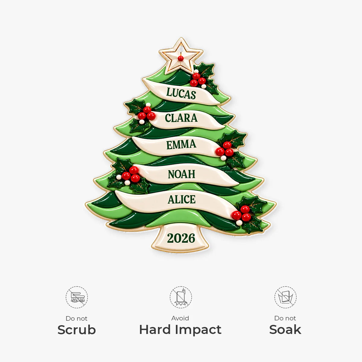 Christmas Tree Personalized Acrylic Ornament - Custom Holiday Keepsake Decor for Family