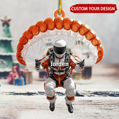 Acrylic Ornament material and size view - Personalized Skydiver Christmas Ornament