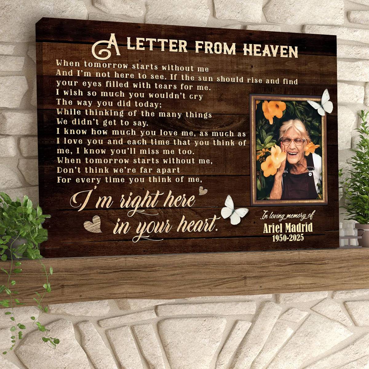 "A Letter From Heaven" Personalized Memorial Canvas / Poster - Sympathy Gift for Loss of Loved One