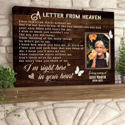 "A Letter From Heaven" Personalized Memorial Canvas / Poster - Sympathy Gift for Loss of Loved One