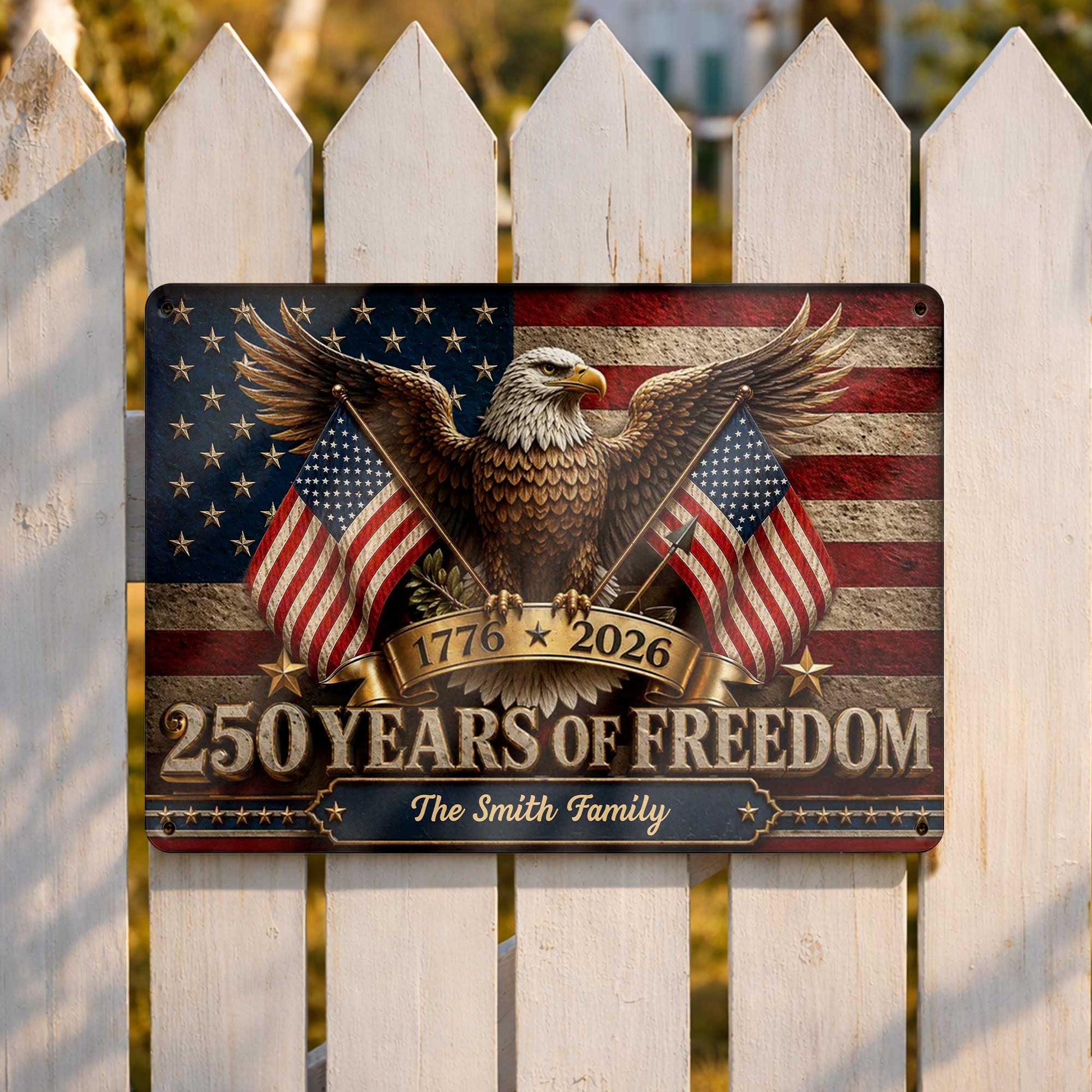 Custom 250 Years Of Freedom Metal Sign personalization view for Dad