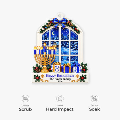 Happy Hanukkah Personalized Acrylic Ornament - Custom Holiday Keepsake Gift for Family