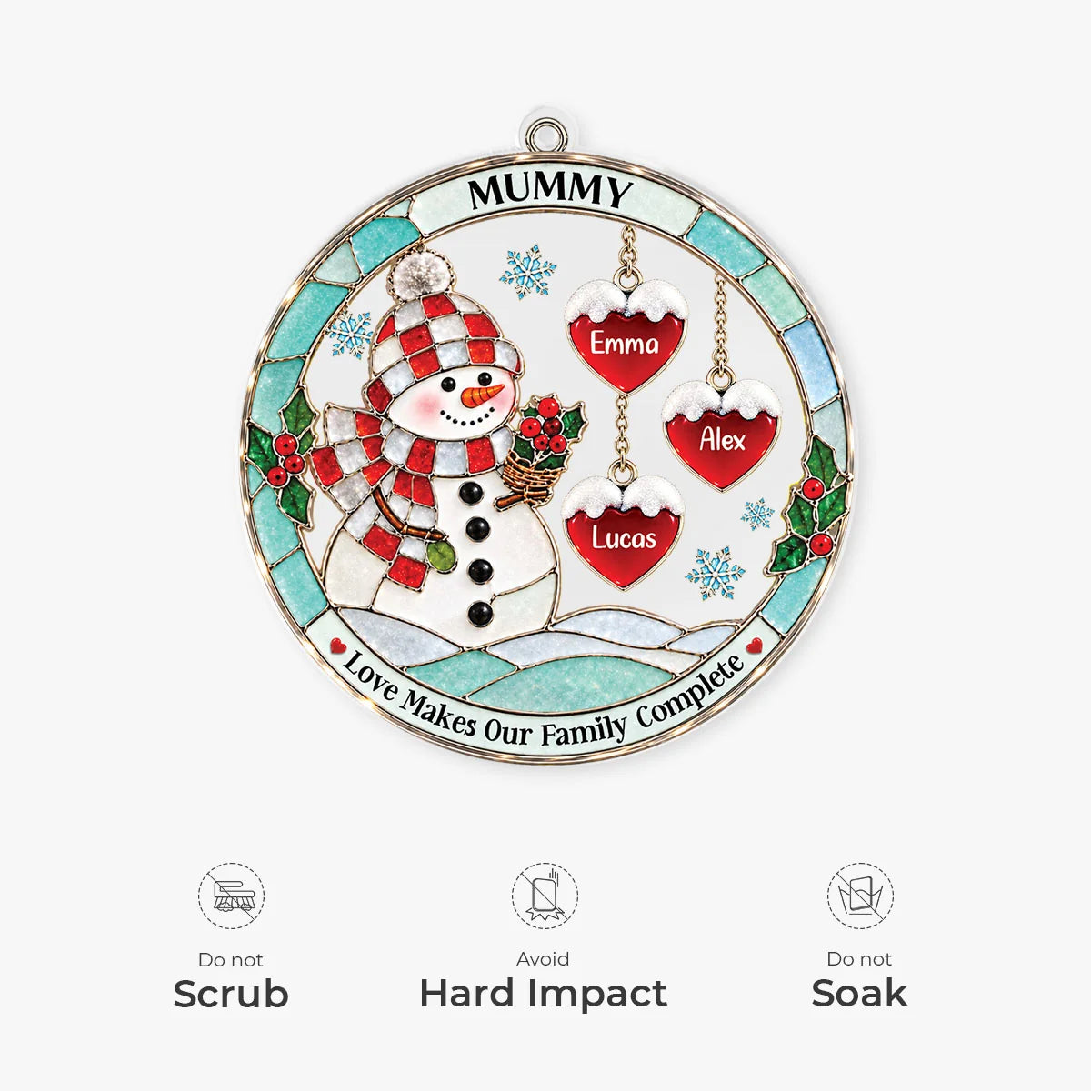Love Makes Our Family Complete - Personalized Acrylic Ornament Mom Christmas Keepsake