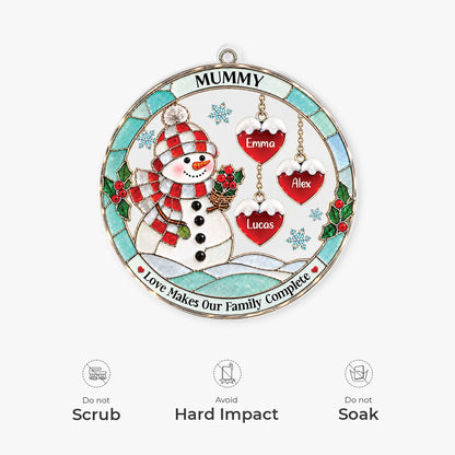 Love Makes Our Family Complete - Personalized Acrylic Ornament Mom Christmas Keepsake
