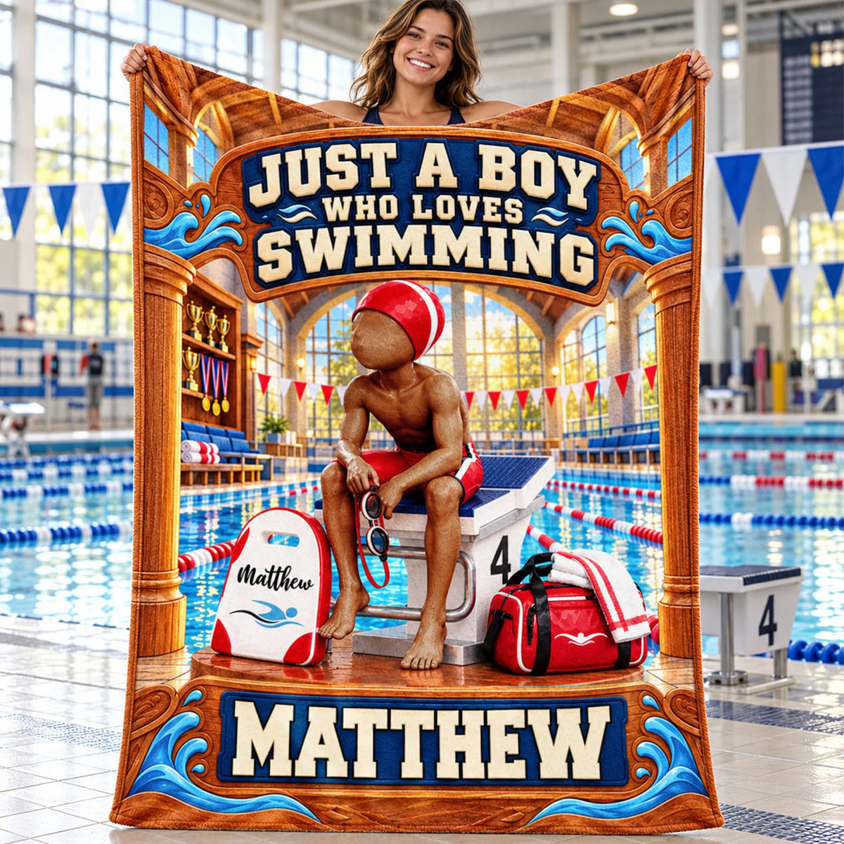 Just A Boy Who Loves Swimming- Personalized Swimming Blanket, Gift for Swimmers C2408 Nh00 KL07