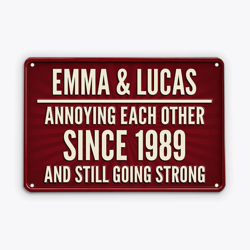 Custom Couples Anniversary Metal Sign for Couples with personalized design details for meaningful gifting