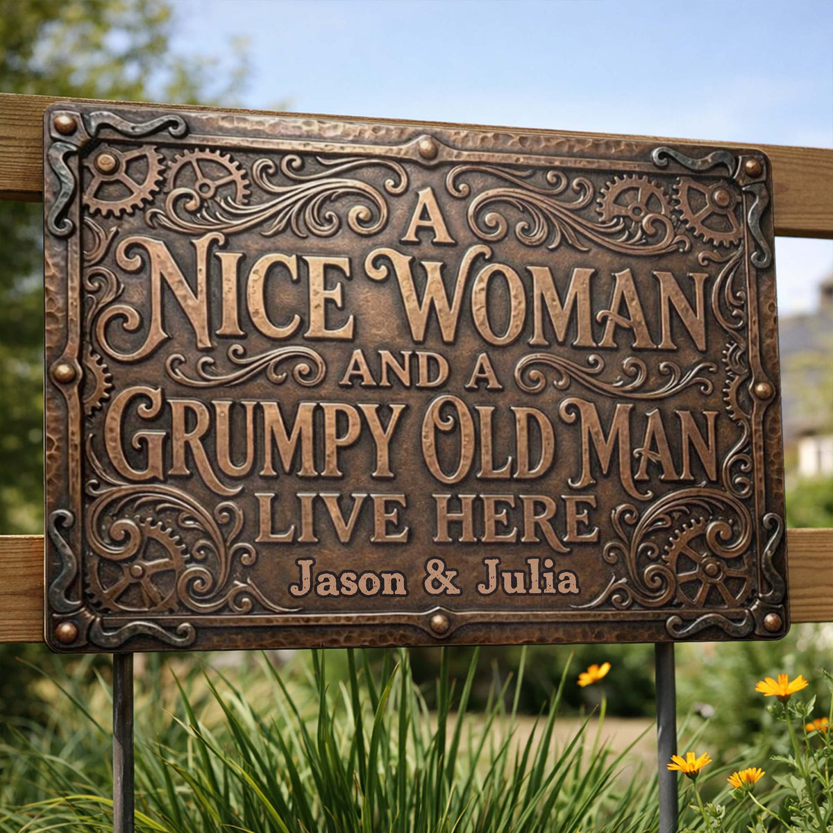A Nice Woman And A Grumpy Old Man Live Here Sign