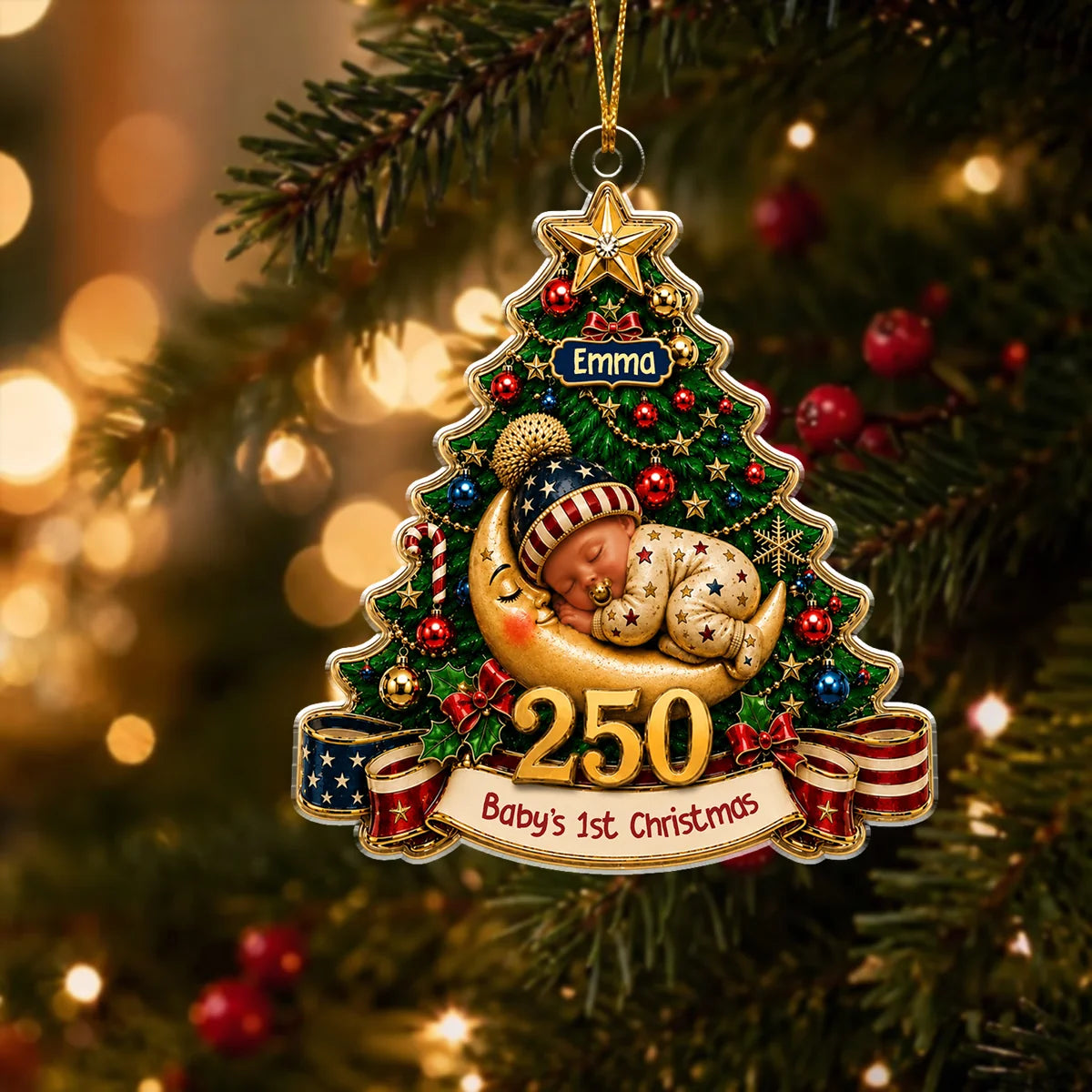 "Baby's 1st Christmas" Personalized Acrylic Tree Ornament - Custom Keepsake Gift for Newborn