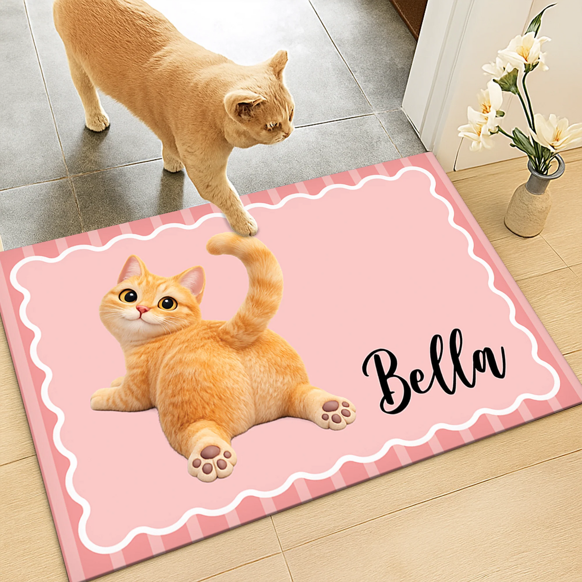 Funny Peeking Butt Personalized Pet Doormat - Entryway Decor for Cat and Dog Lovers