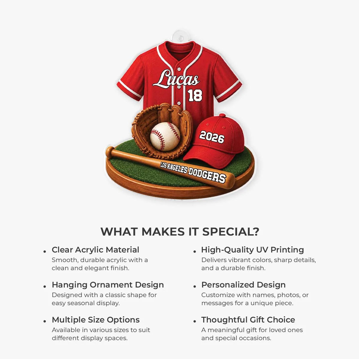 Personalized Baseball Jersey Acrylic Ornament - Custom Sports Keepsake Gift for Him