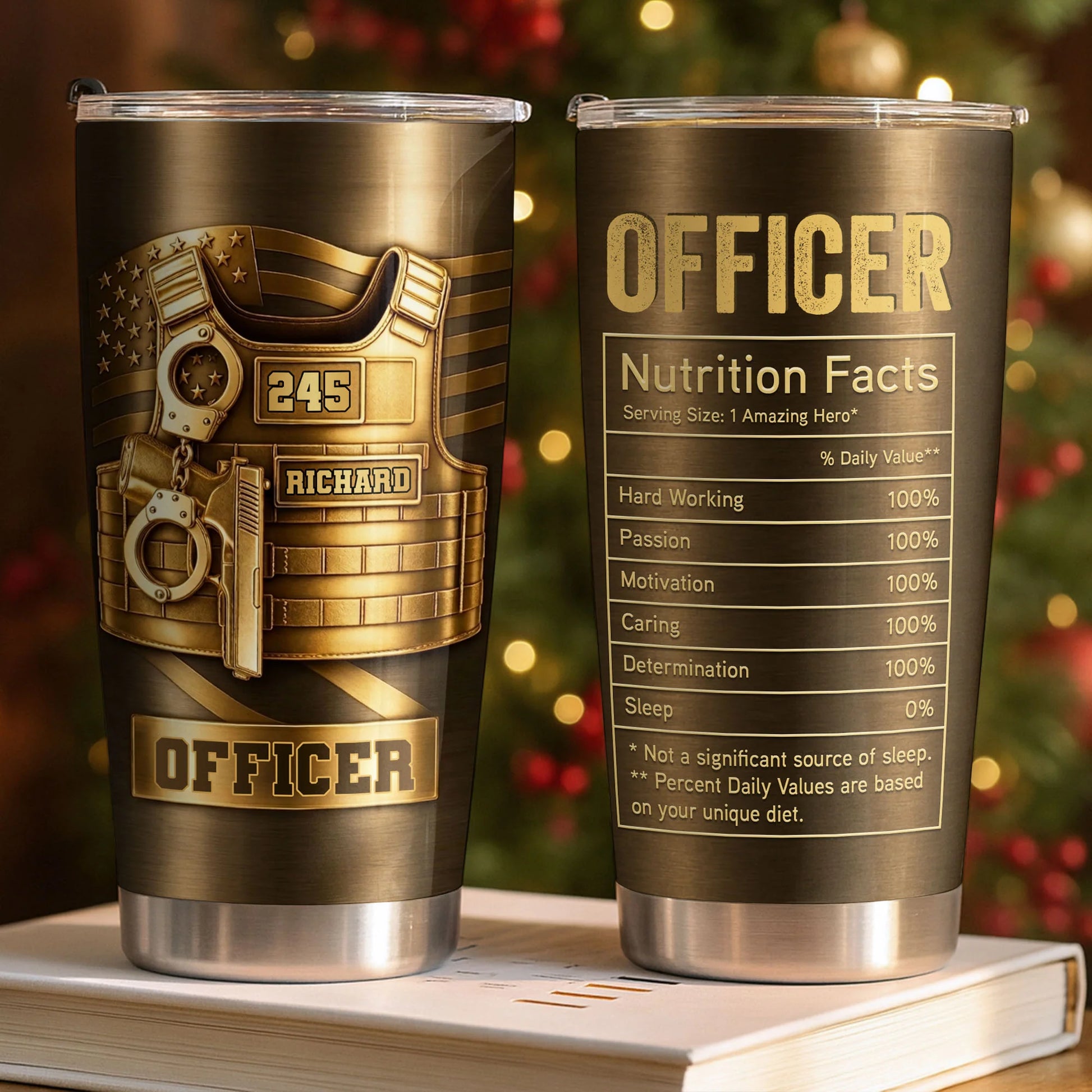 Personalized Police Officer Tumbler personalization view for Dad
