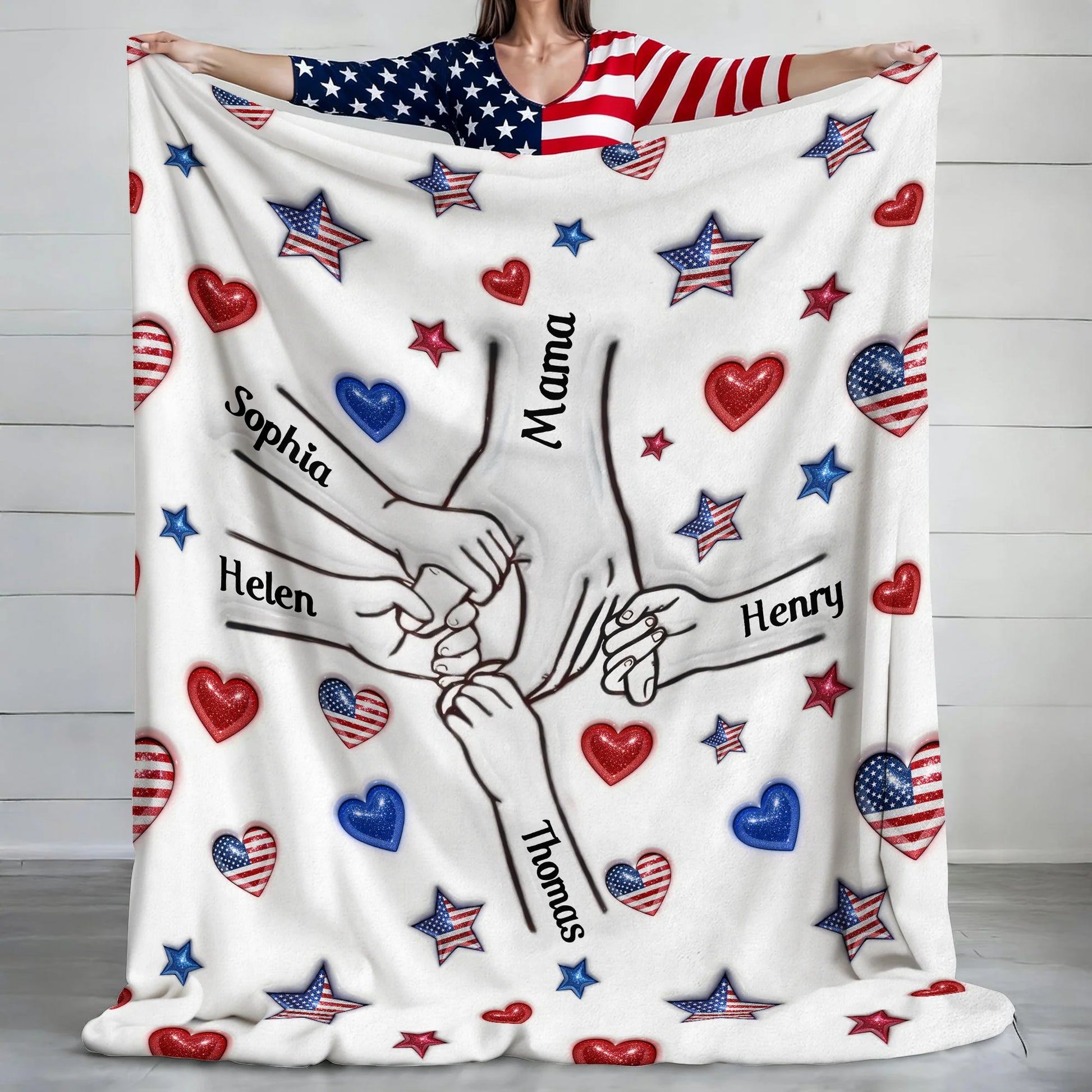 Forever Connected Hand in Hand - Personalized Family Blanket