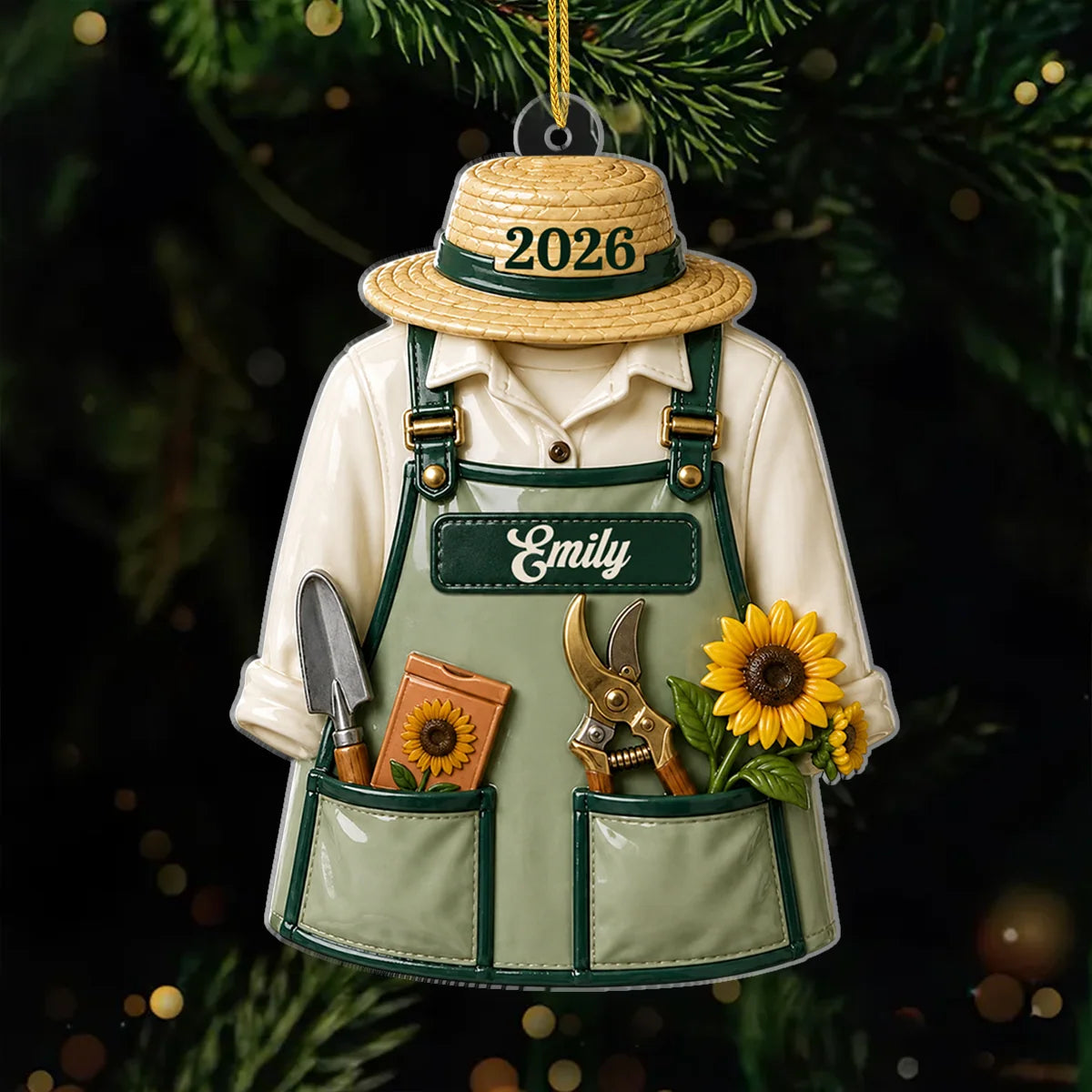 Gardener Apron Personalized Acrylic Ornament - Custom Garden Keepsake Gift for Plant Lovers