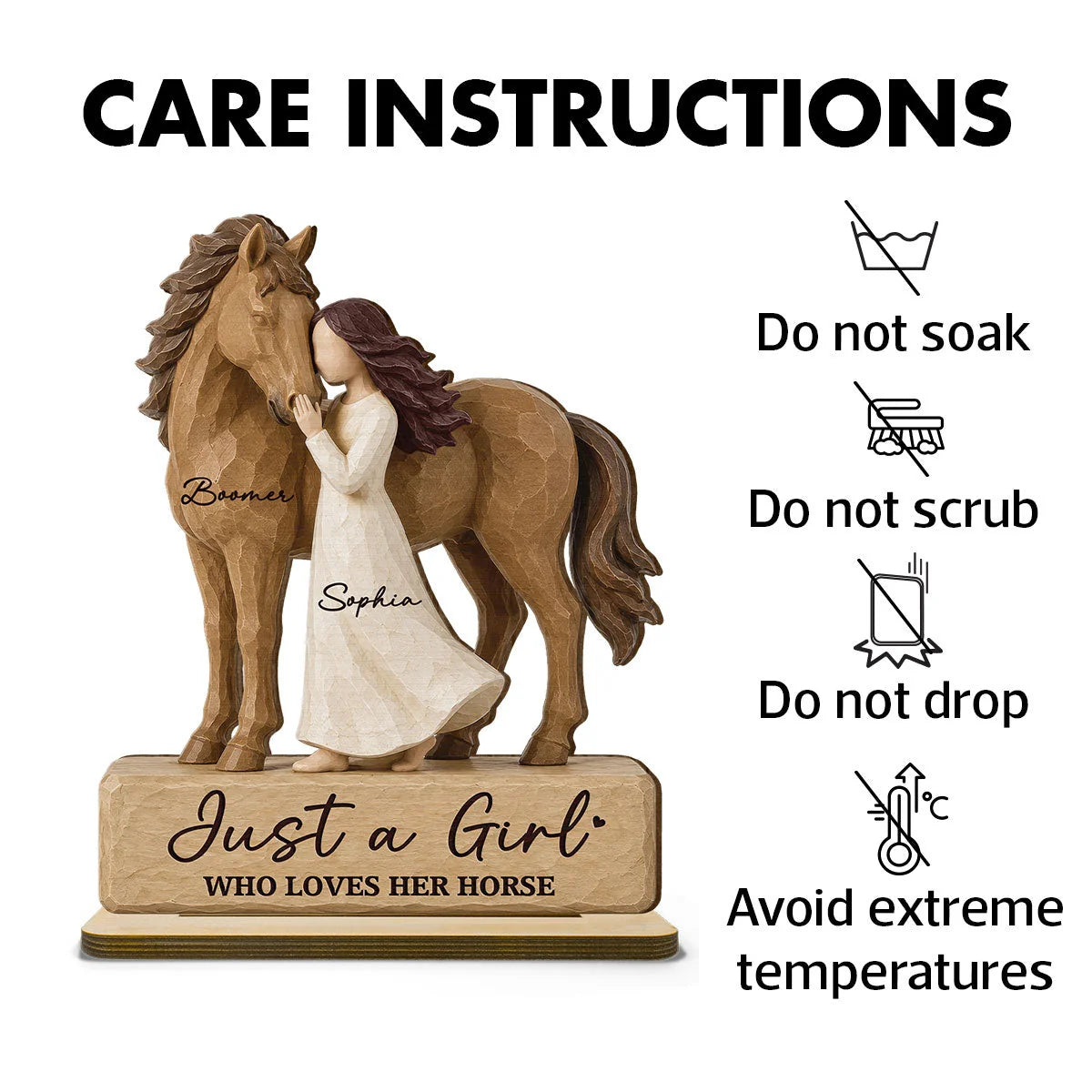 Just a Girl Who Loves Her Horse Personalized Wooden Plaque - Custom Equestrian Gift