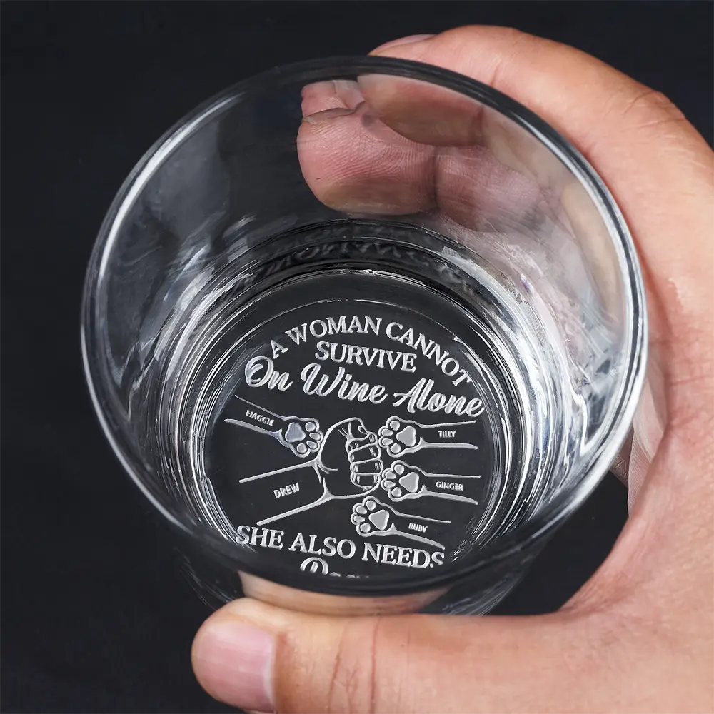 Tumbler material and size view - Custom Dog Dad Engraved Whiskey Glass