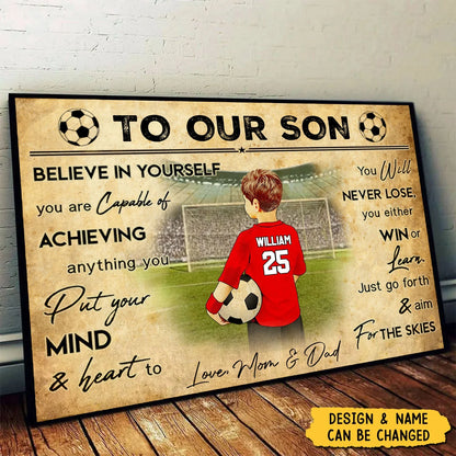Personalized Soccer Canvas personalization view for Son/Grandson