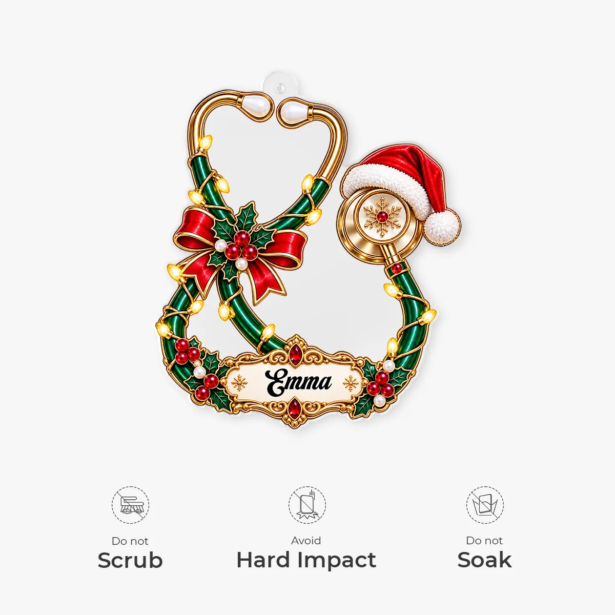 Personalized Stethoscope Christmas Acrylic Ornament - Holiday Gift for Nurse Doctor Medical Worker