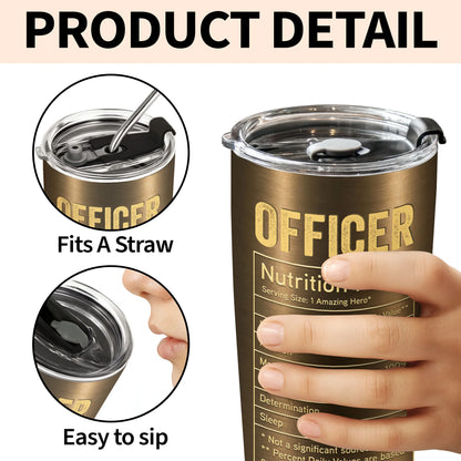Personalized police officer tumbler with tactical vest and nutrition facts chart - custom gift for law enforcement image 7