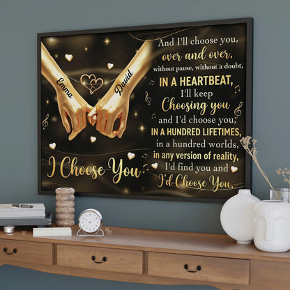 Canvas / Poster material and size view - Custom Couple Anniversary Wall Art