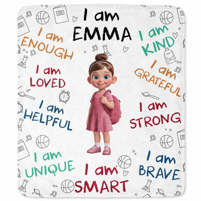 Personalized Kids Affirmation Blanket personalization view for Daughter/Granddaughter