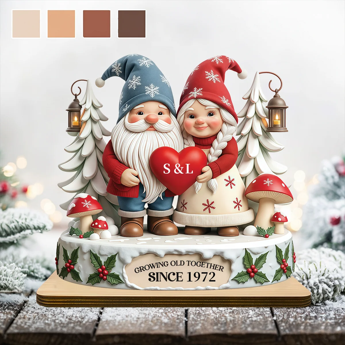 Growing Old Together Since Personalized Wooden Plaque - Anniversary Christmas Gift for Couples