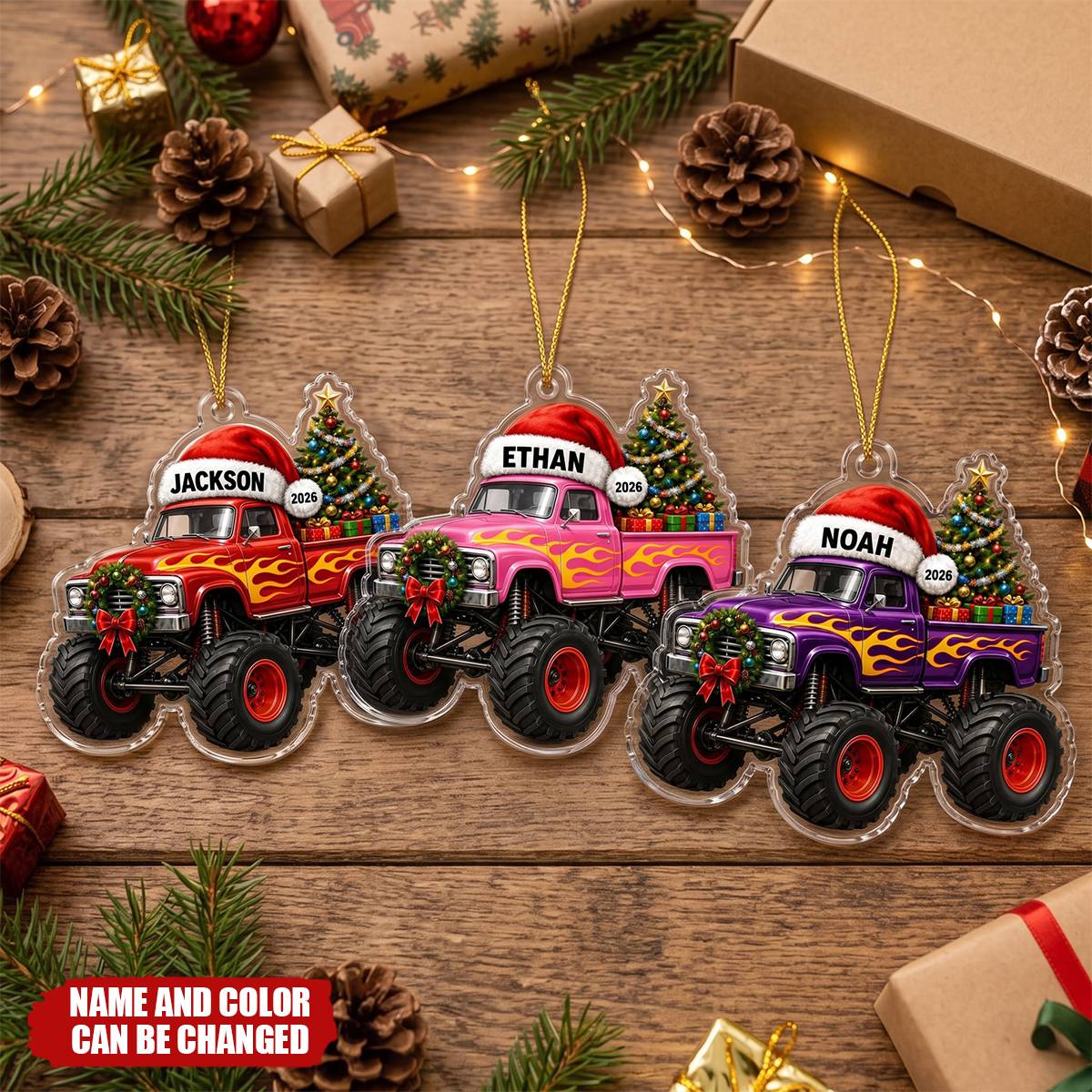 Custom Monster Truck Christmas Ornament - Personalized Acrylic Holiday Keepsake