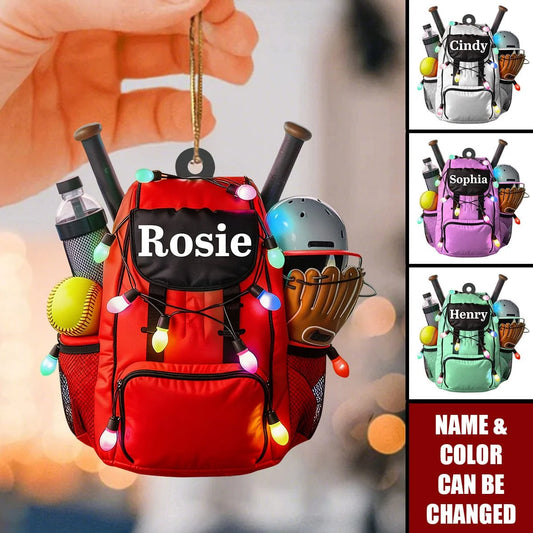 Personalized Softball Bag Acrylic Ornament - Custom Softball Player Keepsake Gift