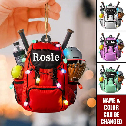 Personalized Softball Bag Acrylic Ornament - Custom Softball Player Keepsake Gift