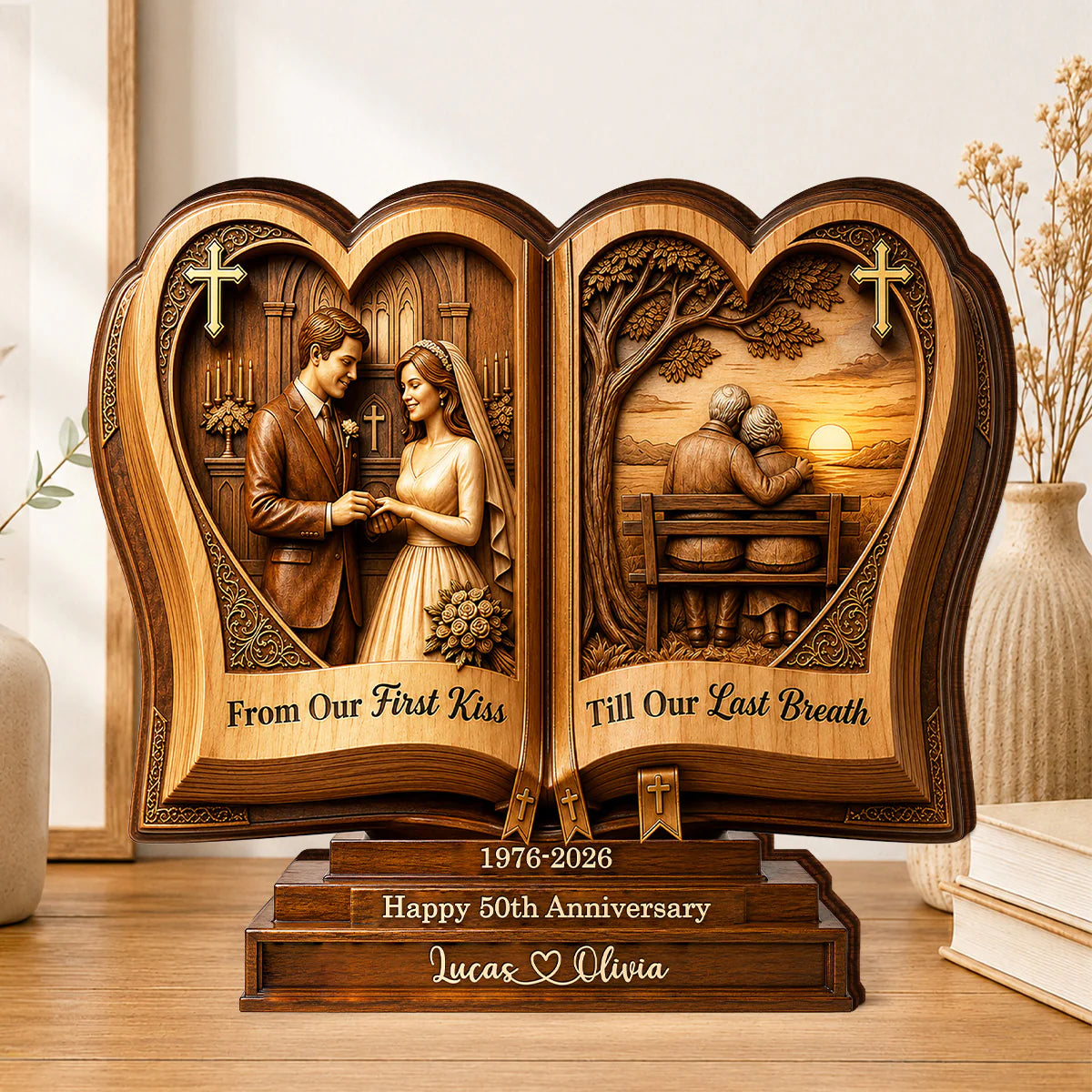 Personalized Couple Wooden Plaque personalization view for Wife