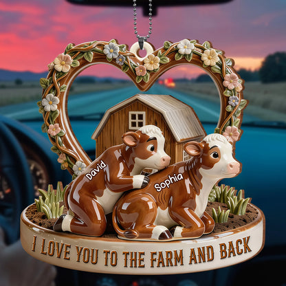 Custom Cow Car Hanging Ornament for Couples with personalized design details for meaningful gifting