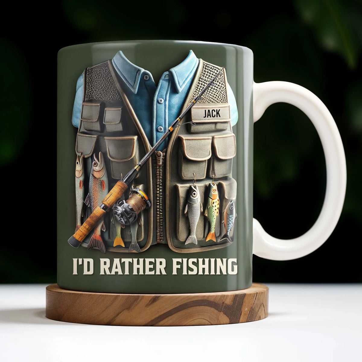 "I'd Rather Be Fishing" Personalized Ceramic Coffee Mug - Custom Gift for Fishing Enthusiasts