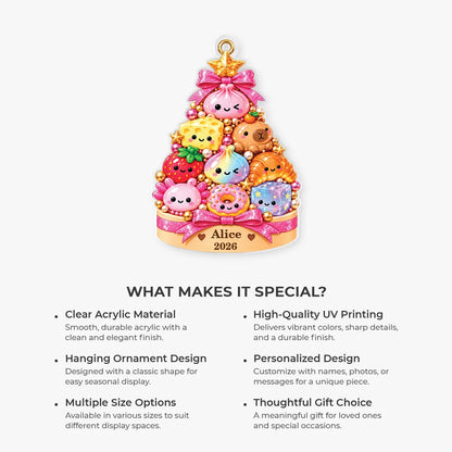 Kawaii Dumplings Sweet Treats Tree Personalized Acrylic Ornament - Christmas Keepsake for Kids