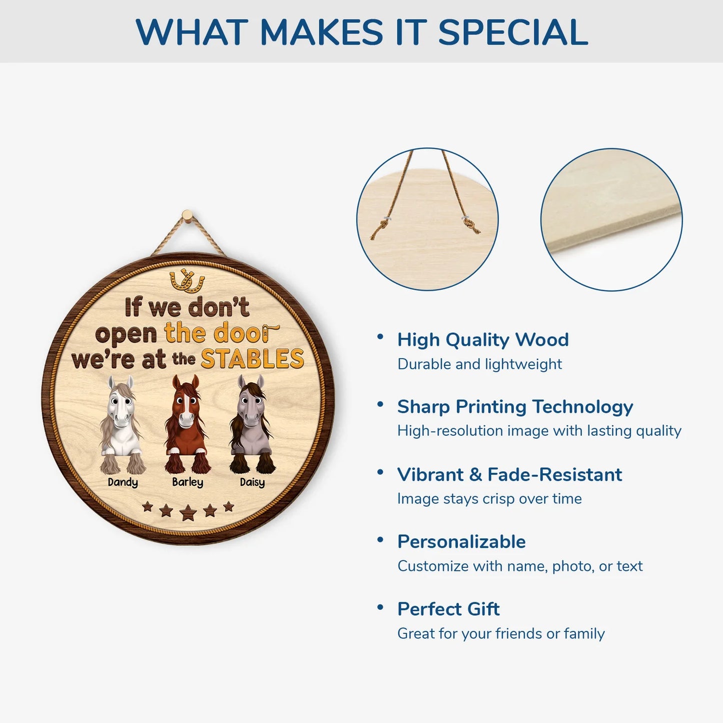 Wood Sign material and size view - Custom Horse Stable Sign