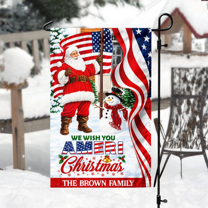 We Wish You Ameri Christmas Personalized Garden Flag - Custom Outdoor Decor for Family