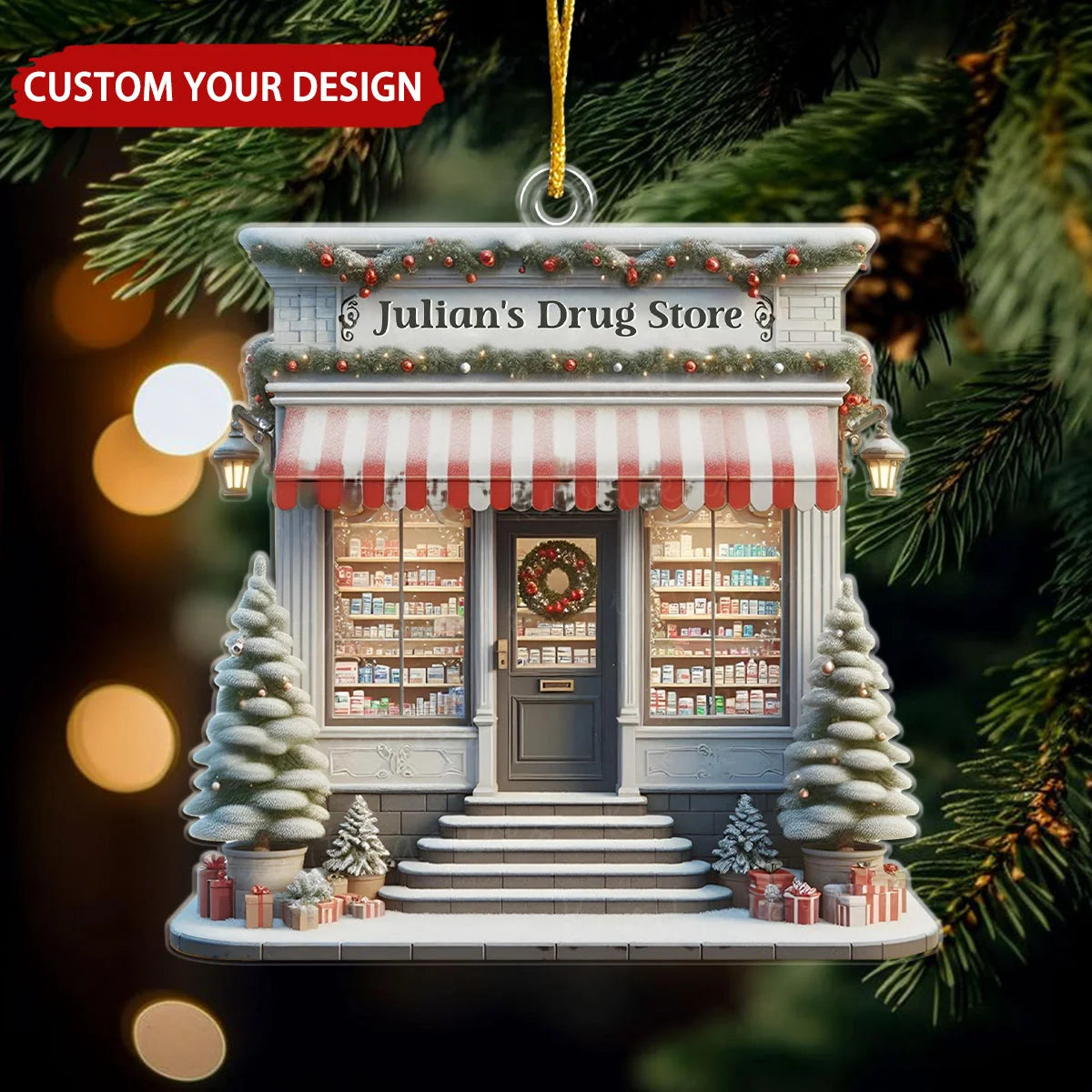 Custom Pharmacy Christmas Ornament - Personalized Pharmacist Acrylic Keepsake Gift