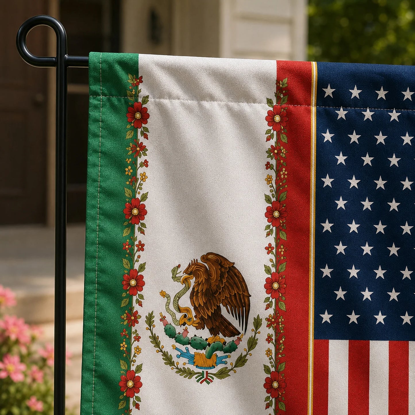 Proud Of My Roots Custom Mexico USA Family Garden Flag - Personalized Mexican American Heritage Outdoor Decor