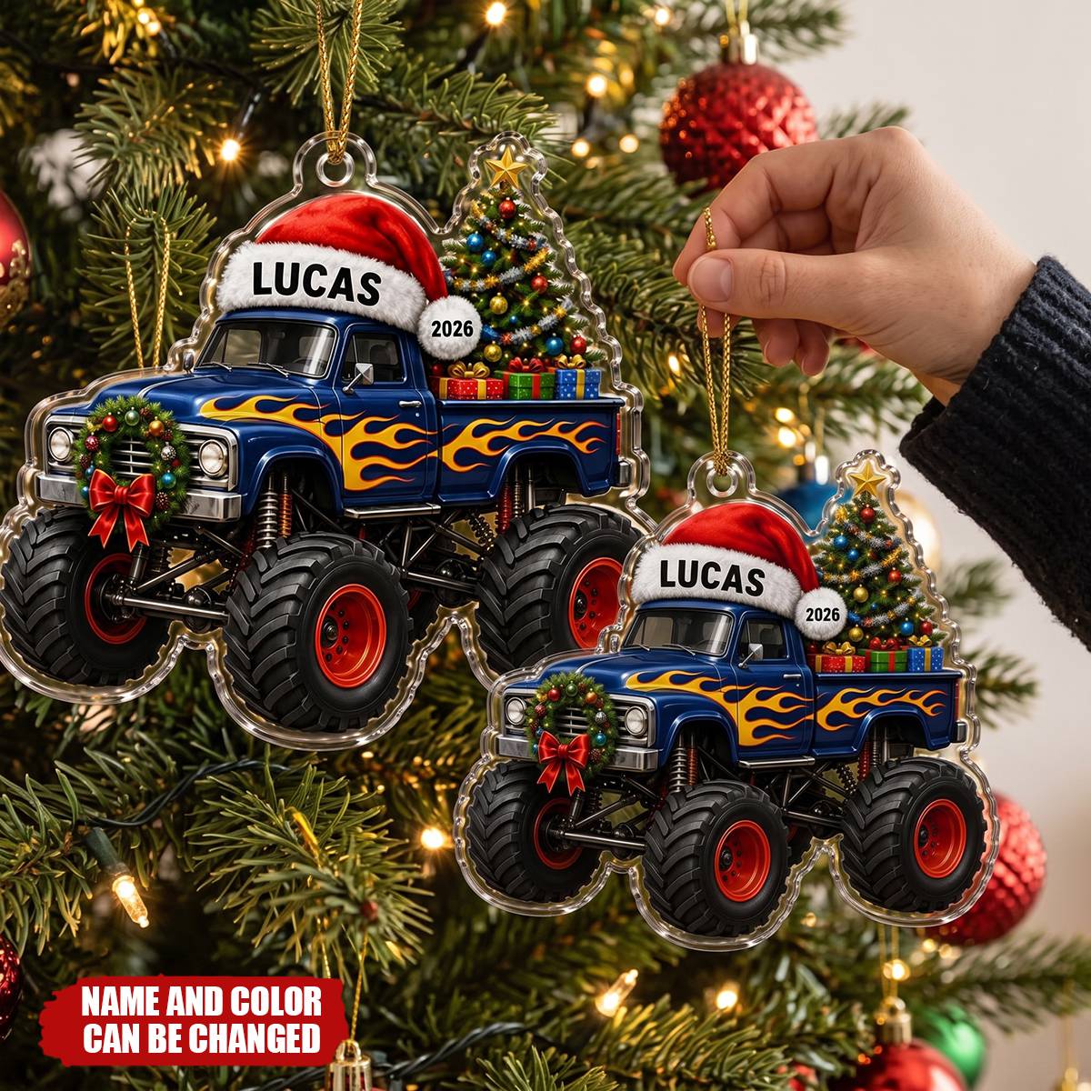 Custom Monster Truck Christmas Ornament - Personalized Acrylic Holiday Keepsake