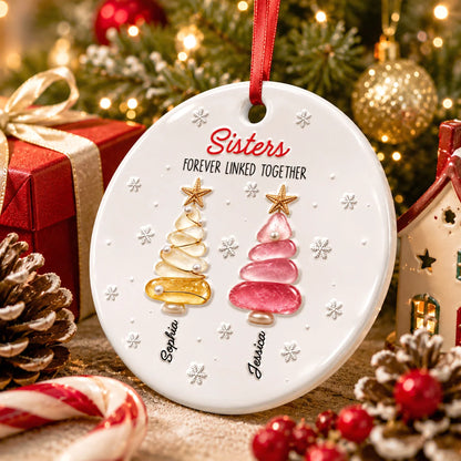 Forever Linked Together Personalized Sibling Christmas Tree Ornament - Custom Sisters and Brothers Keepsake Gift
