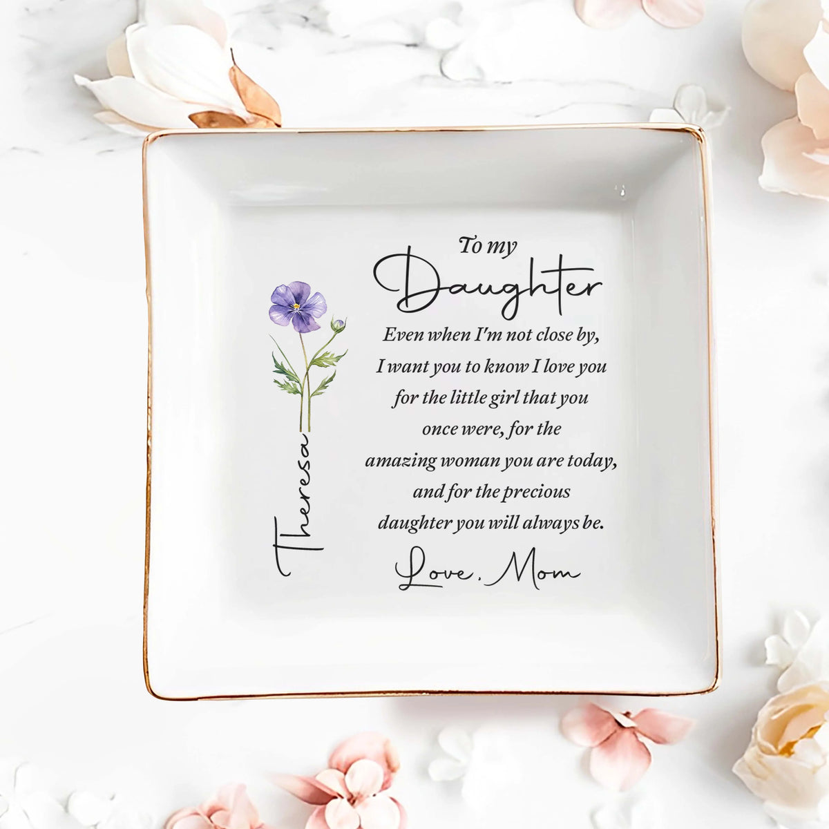 "Even When I'm Not Close By" Personalized Jewelry Dish - Custom Daughter Gift from Mom