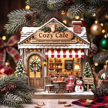 Cozy Cafe Tis the Season for Eggnog Personalized Wooden Block - Christmas Decor for Family