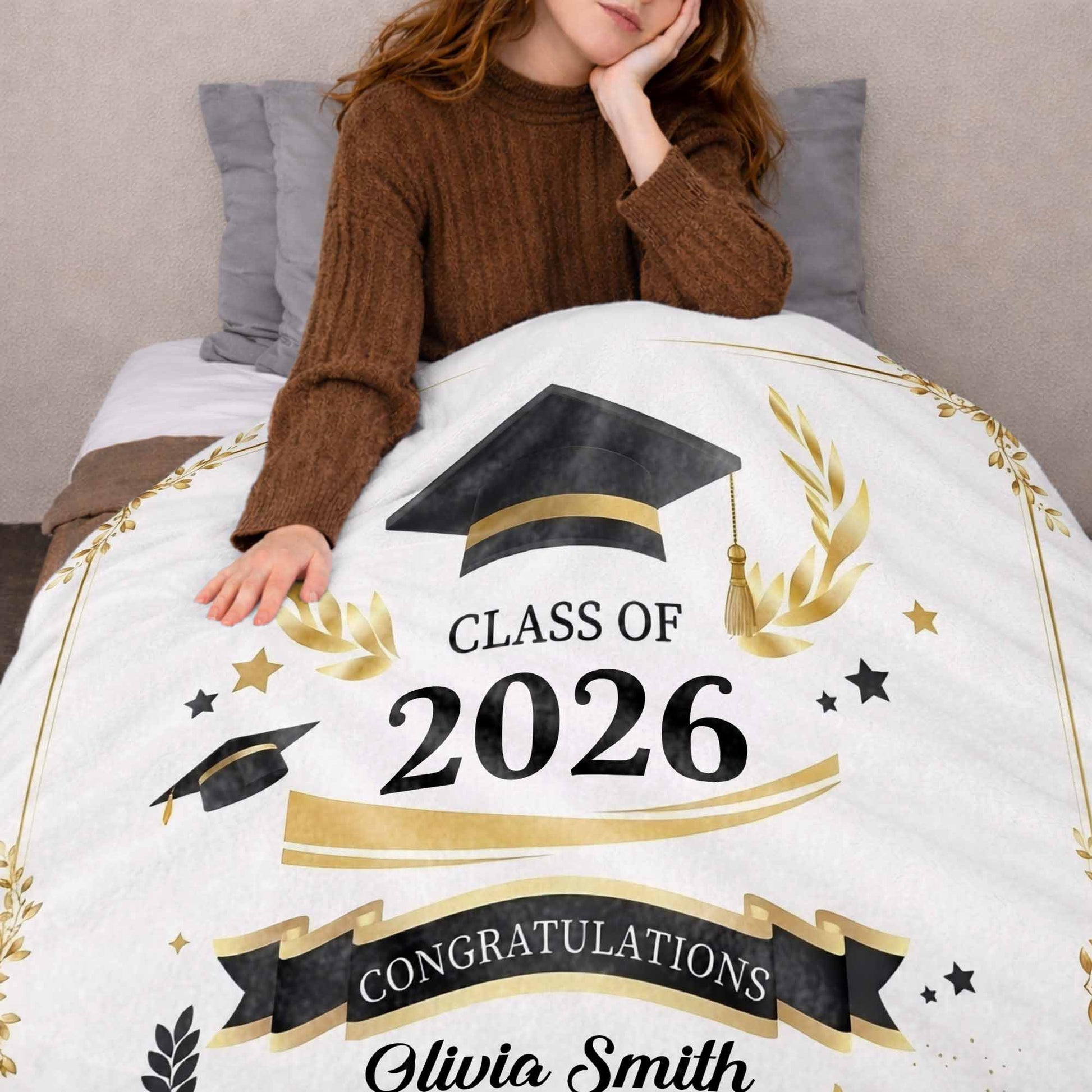 Personalized Graduation Blanket personalization view for Daughter/Granddaughter